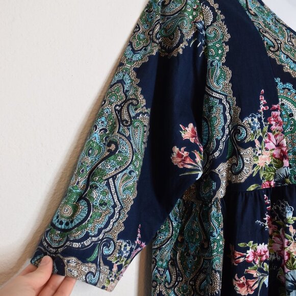 Ulla Popken Babydoll Tunic Top Sz 16 / 18 Floral Button Front Whimsigoth Boho - Picture 7 of 16